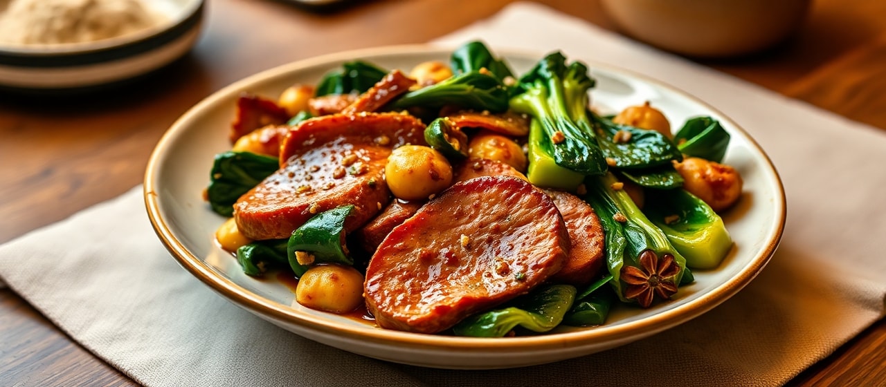 Star Anise Glazed Pork and Bok Choy Stir-fry