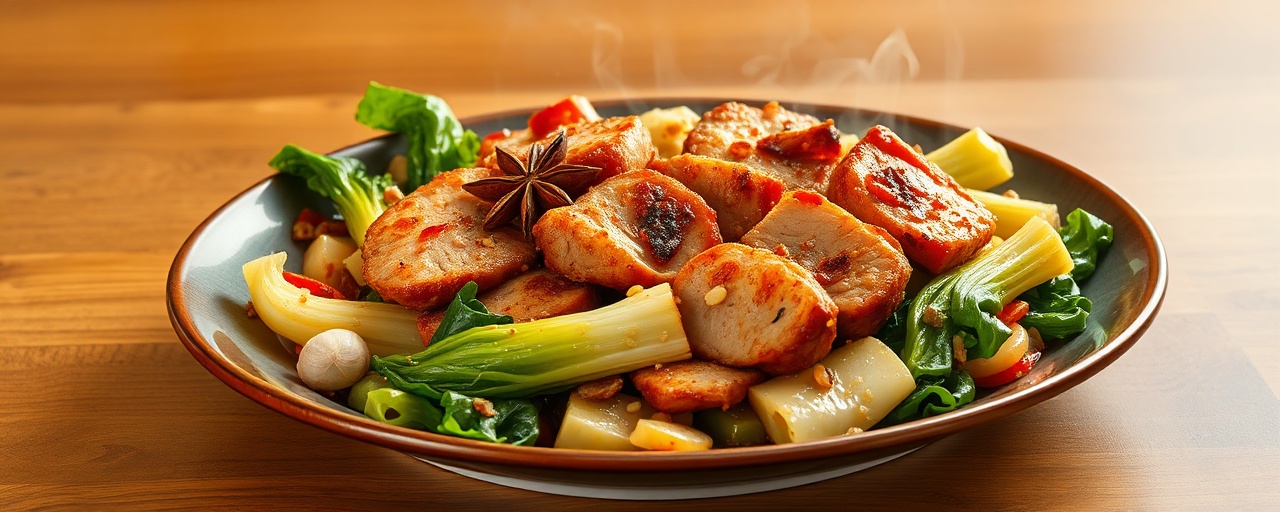 Star Anise Glazed Pork and Bok Choy Stir-fry