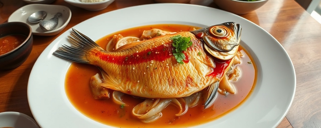 Steamed Fish with Tangy Tamarind Ginger Sauce