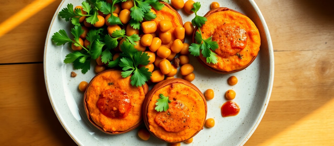 Steamed Harissa Sweet Potato & Chickpea Rounds
