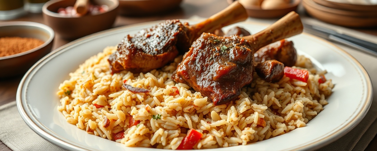 Steamed Lebanese Lamb Shanks with Aromatic Rice