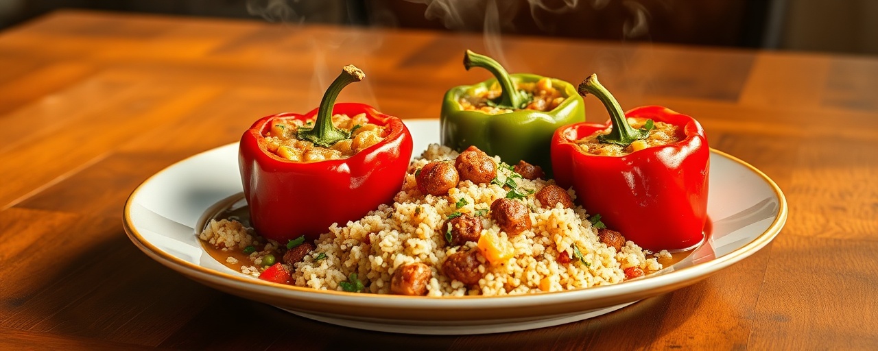 Steamed Mediterranean Stuffed Bell Peppers