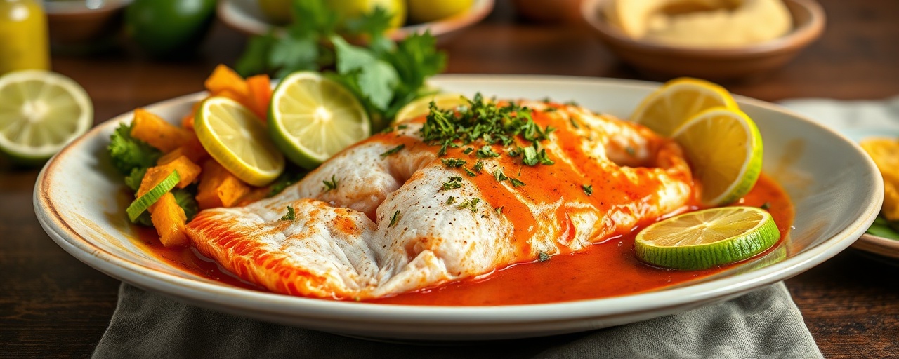 Steamed Snapper with Sumac-Lime Drizzle and Plantain Medallions