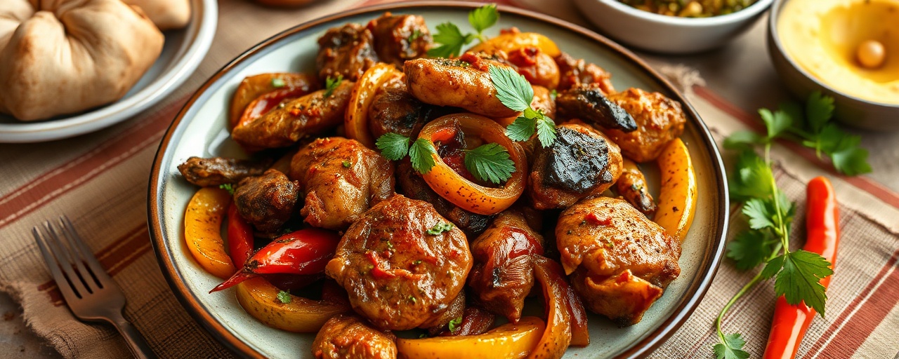 Stir-fried Caribbean Five-Spice Chicken with Plantain and Bell Peppers