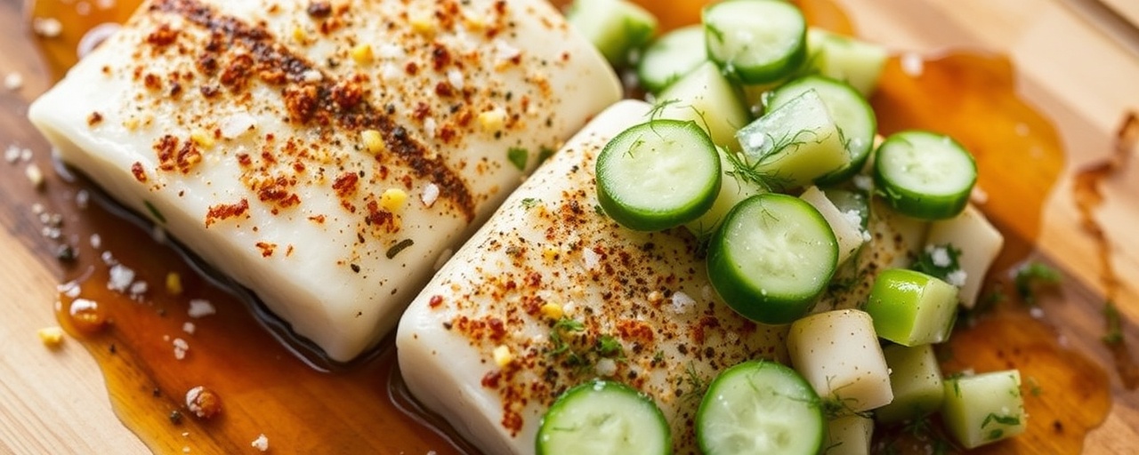 Sumac and Lemon Cured Sea Bass with Cucumber-Dill Salad