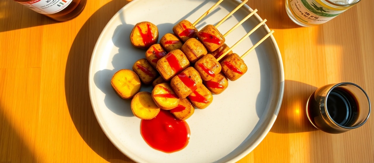 Sumiyaki Agemochi Plantain Skewers