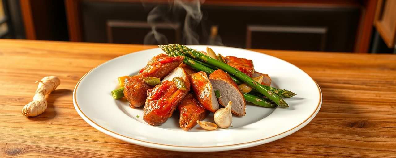 Szechuan Flash-Fried Duck with Asparagus