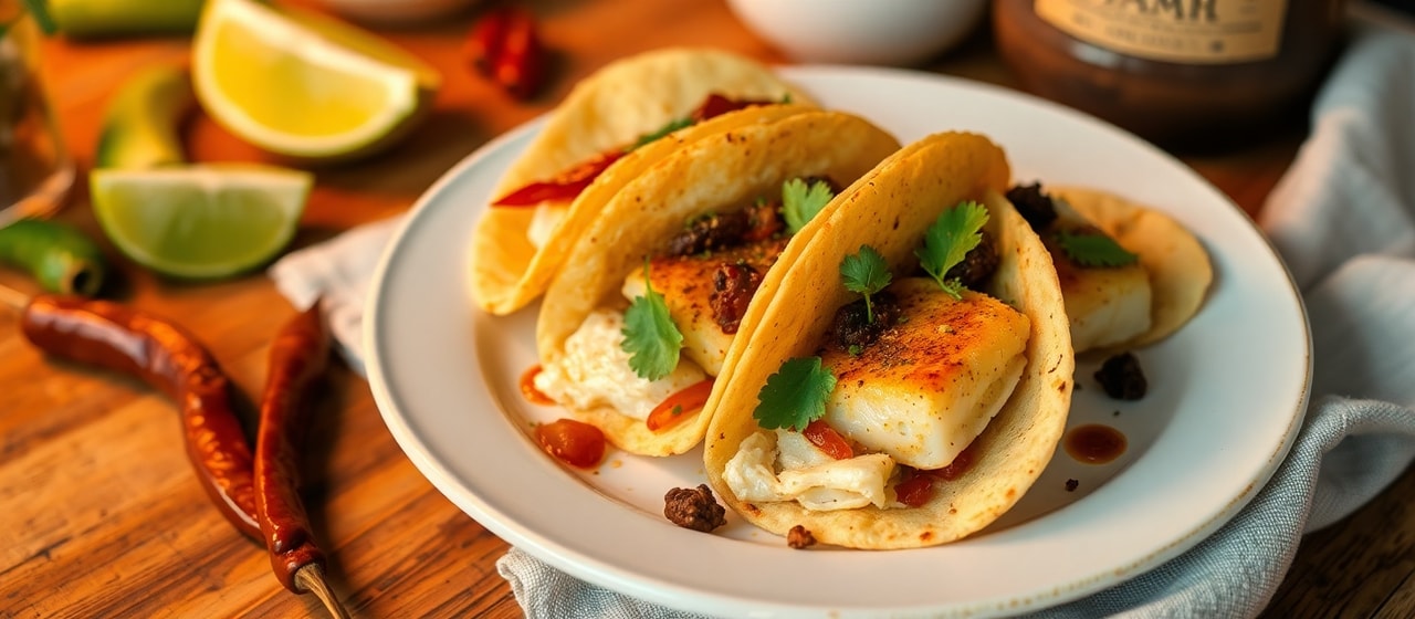Tacos de Bacalao Adobado con Tamarindo Fermentado