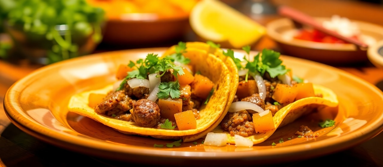 Tacos de Calabaza y Chorizo Pan-Seared