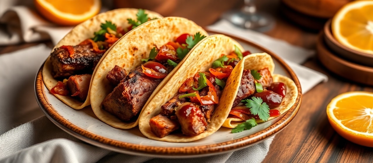 Tacos de Panza Asada al Chipotle con Piña