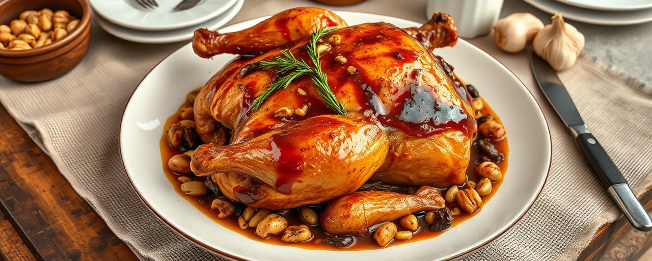 Tamarind-Walnut Glazed Roasted Chicken