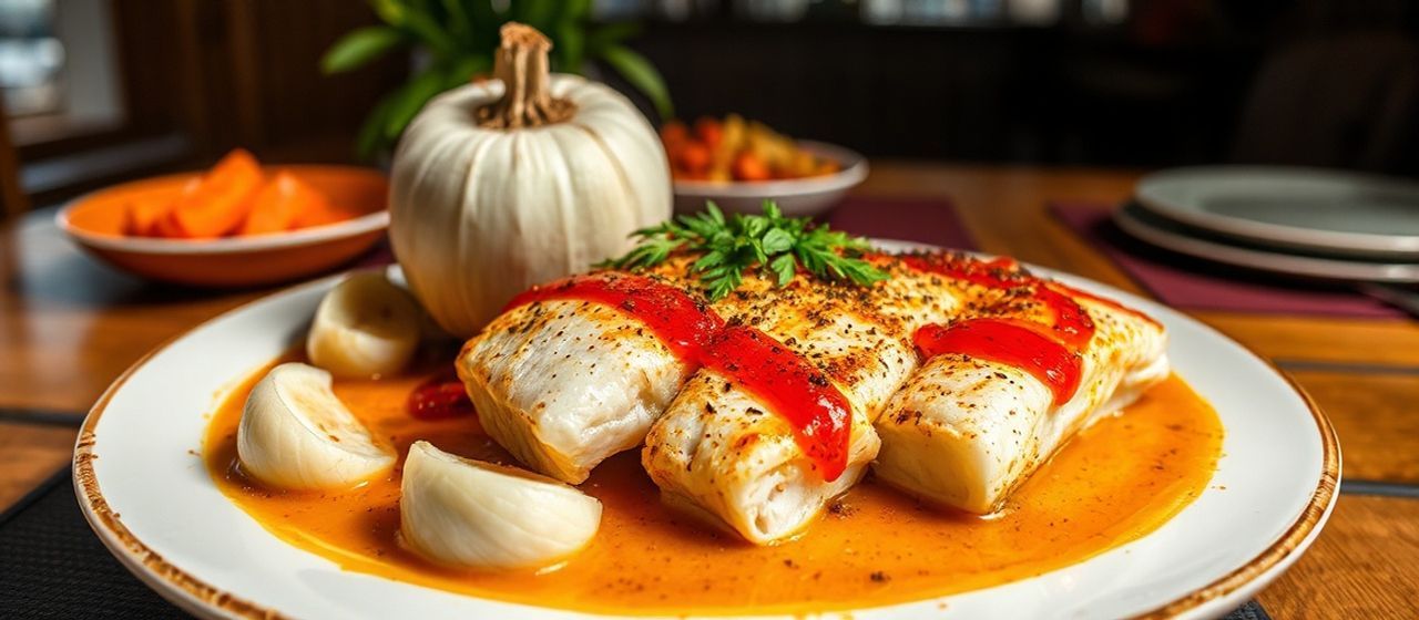 Tamboril Assado com Leite de Coco e Piri-Piri (Tandoor-Style Baked Monkfish with Coconut Milk and Piri-Piri)