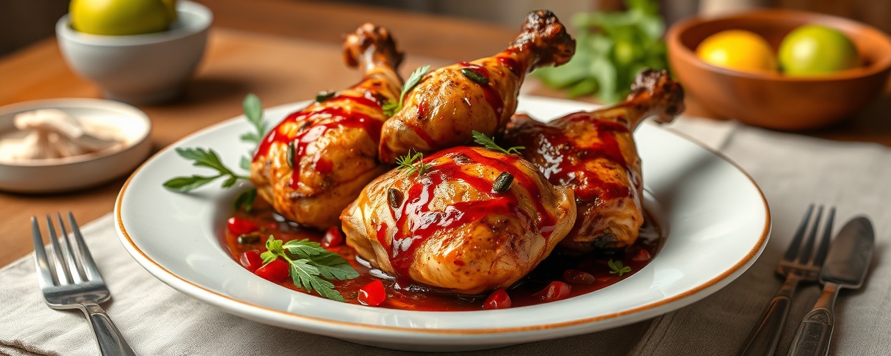 Tandoor-Baked Cambodian Lemongrass Chicken with Pomegranate-Lime Glaze