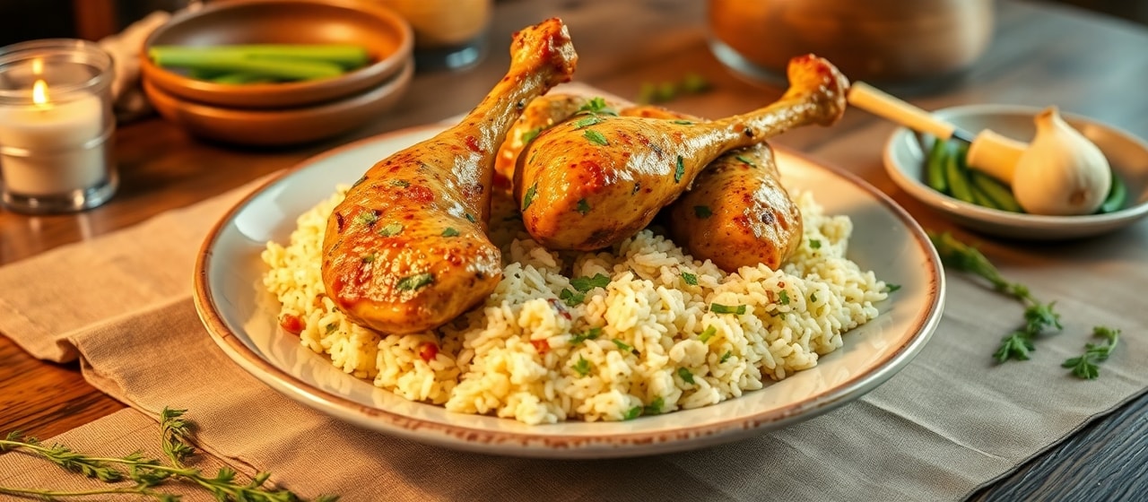 Tandoor-Baked Lebanese Lemongrass Chicken with Herb Rice