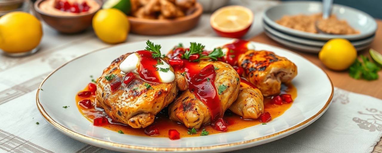 Tandoor-Baked Peruvian Pomegranate Chicken with Aji Amarillo Glaze