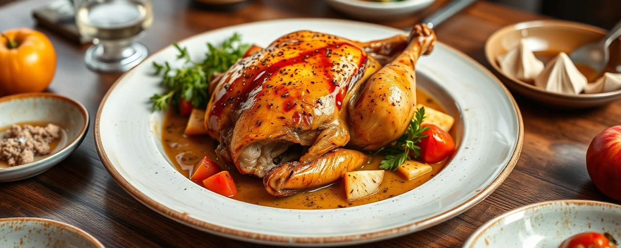 Tandoor-Roasted Cornish Game Hen with Cardamom-Apple Glaze