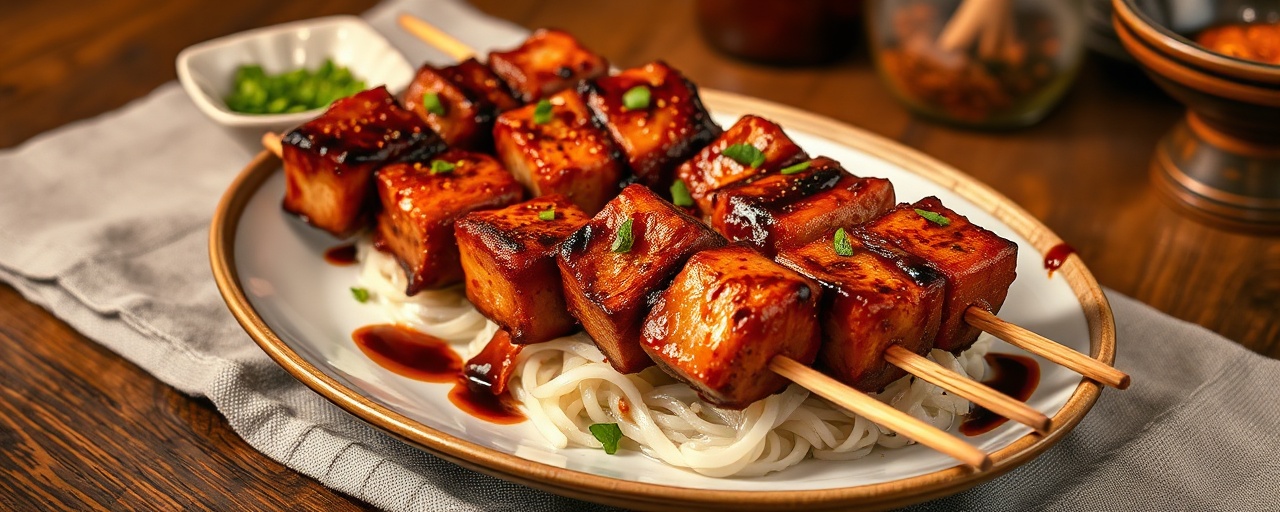 Tandoor-Style Gochujang-Sumac Pork Belly Skewers