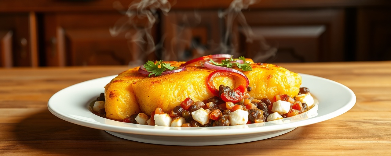 Tandoor-Style Yuca Rellena with Achiote and Black Bean Sofrito