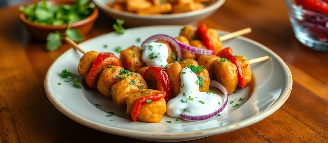 Tandoori Chickpea and Bell Pepper Skewers