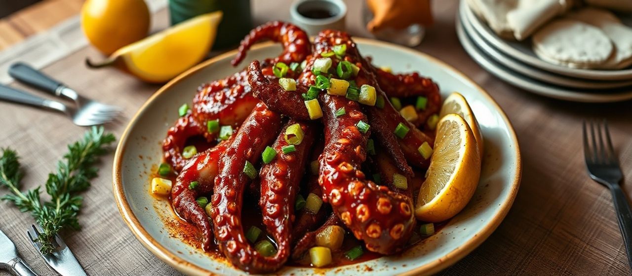 Tandoori Jerk Octopus with Mango-Lime Glaze