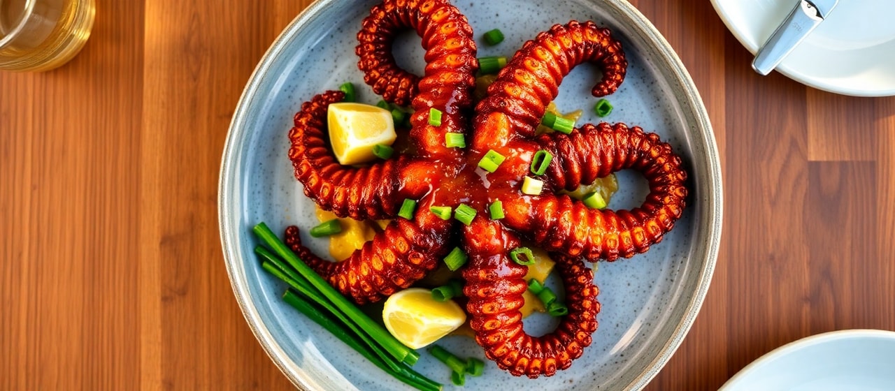 Tandoori Jerk Octopus with Mango-Lime Glaze