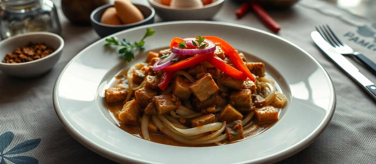Tempeh Salteado con Hogao y Plátano