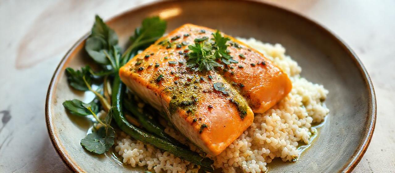 Thai Green Curry Salmon with Coconut Cauliflower Rice