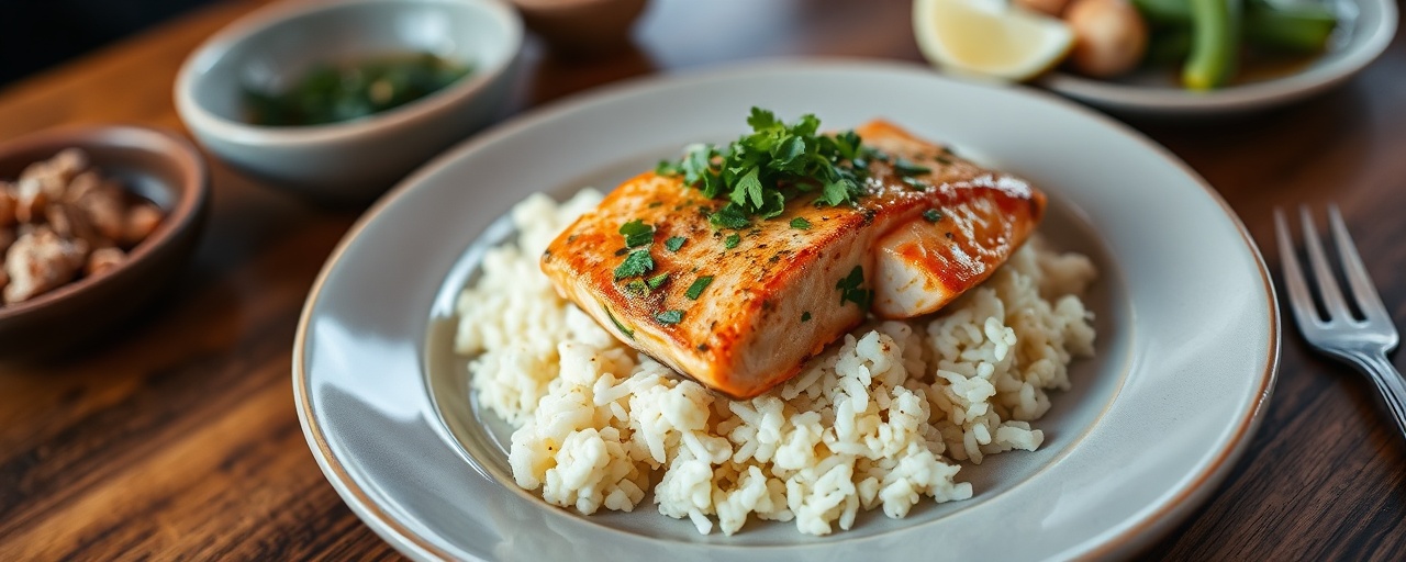 Thai Green Curry Salmon with Coconut Cauliflower Rice