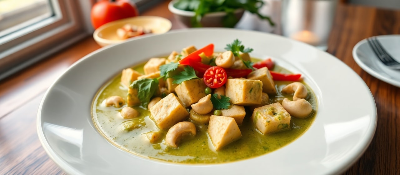 Thai Green Curry with Tofu and Cashews