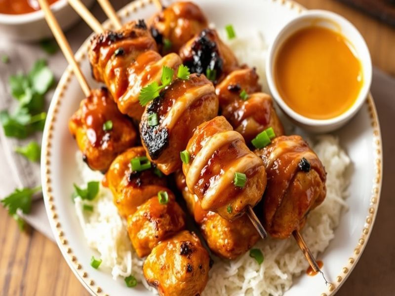 Thai Grilled Peanut Chicken Skewers with Tangy Coconut Glaze