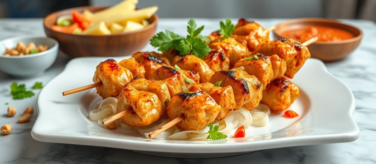 Thai Grilled Peanut Chicken Skewers with Tangy Coconut Glaze