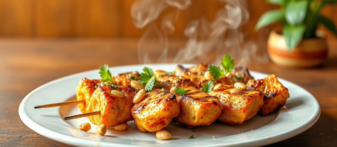 Thai Grilled Peanut Chicken Skewers with Tangy Coconut Glaze