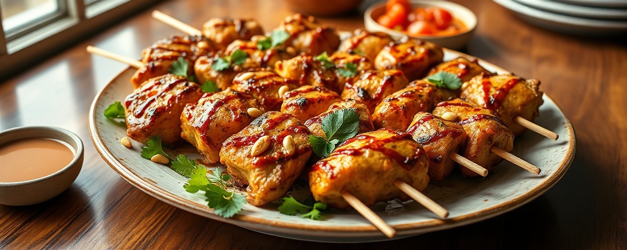 Thai Grilled Peanut Chicken Skewers with Tangy Coconut Glaze