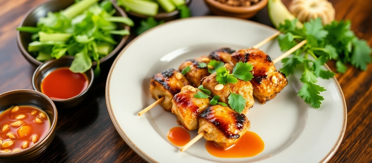 Thai Grilled Peanut Chicken Skewers with Tangy Coconut Glaze