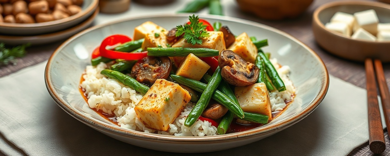 Thai Miso-Glazed Tofu and Vegetable Medley