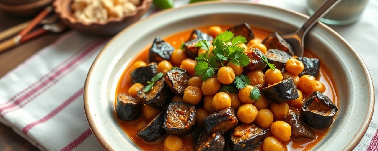 Thai Wok-Tossed Eggplant and Chickpea Curry