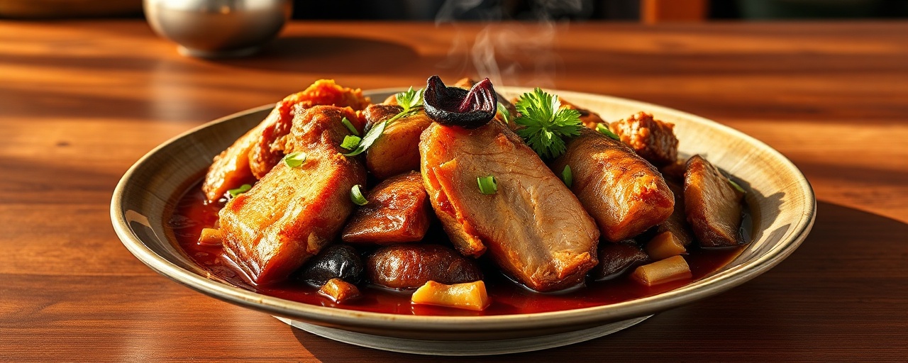 Thịt Kho Tỏi Đen (Braised Pork Belly with Black Garlic)