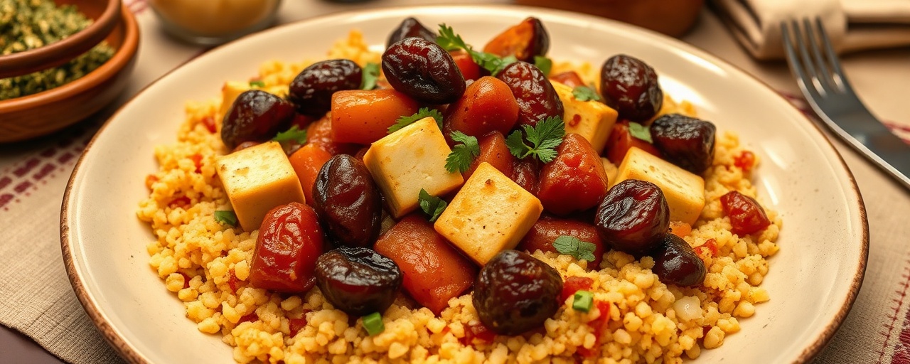 Tofu and Medjool Date Tagine with Spiced Couscous