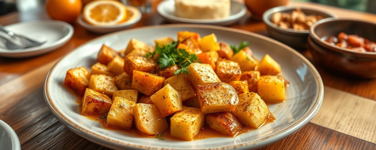 Tofu Asado con Mojo de Naranja y Papas al Horno