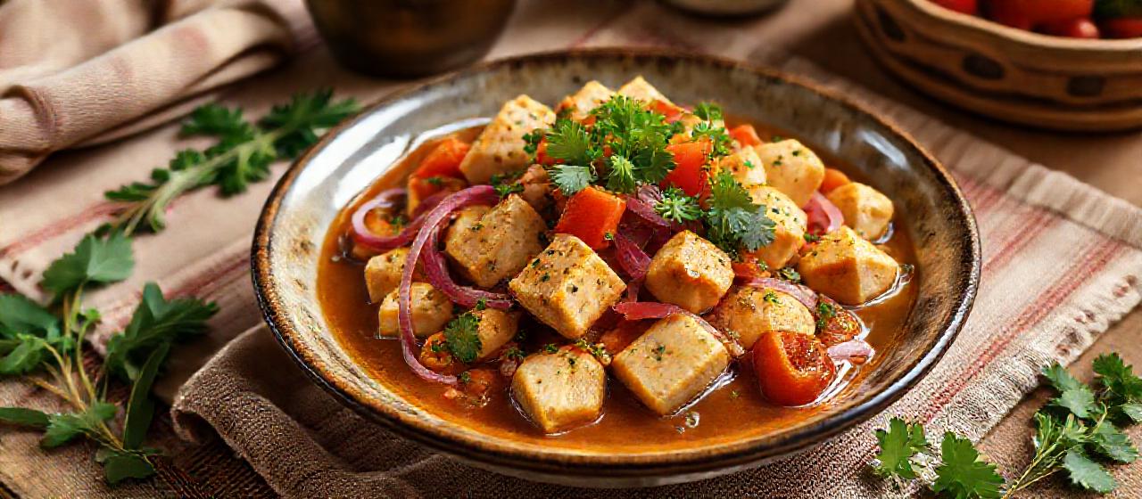 Tofu Encebollado con Ají Fermentado