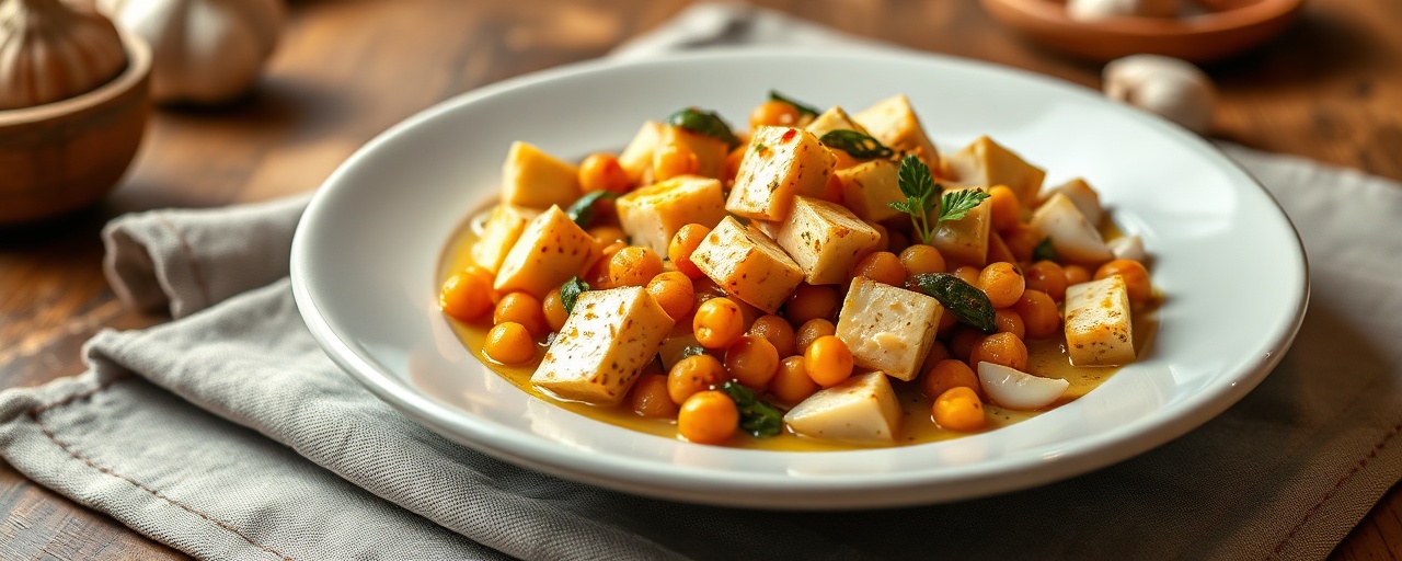 Tofu Sofrito con Pimentón y Garbanzos