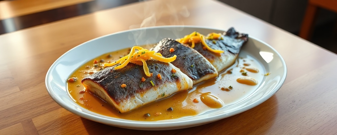 Trucha Andina Pochada con Salsa de Ajo Negro y Ají Amarillo