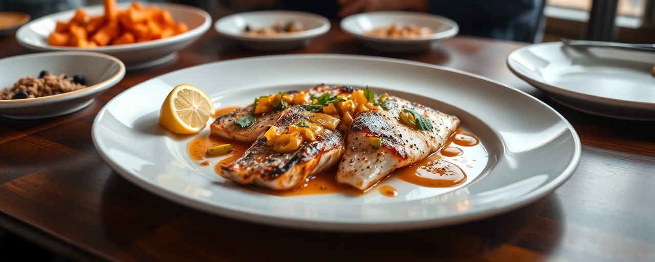 Trucha Andina Pochada con Salsa de Ajo Negro y Ají Amarillo