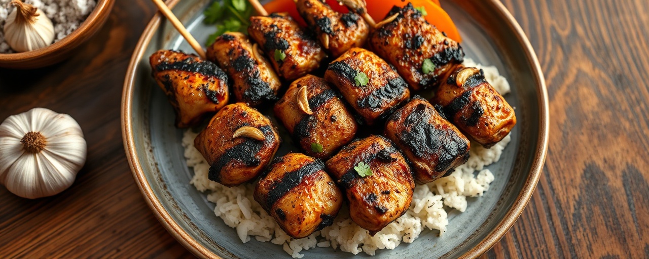 Uzbek Black Garlic-Cured Chicken Shashlik