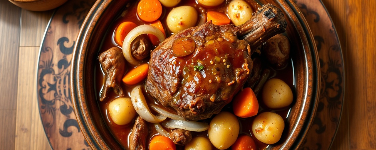 Uzbek Clay Pot Lamb with Tahini-Garlic Glaze