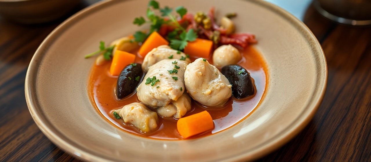 Uzbek Poached Chicken and Eggplant Stew