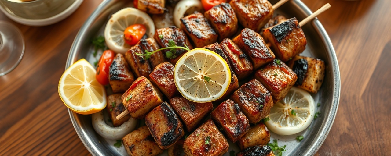 Uzbek Seitan Shashlik with Grilled Vegetables