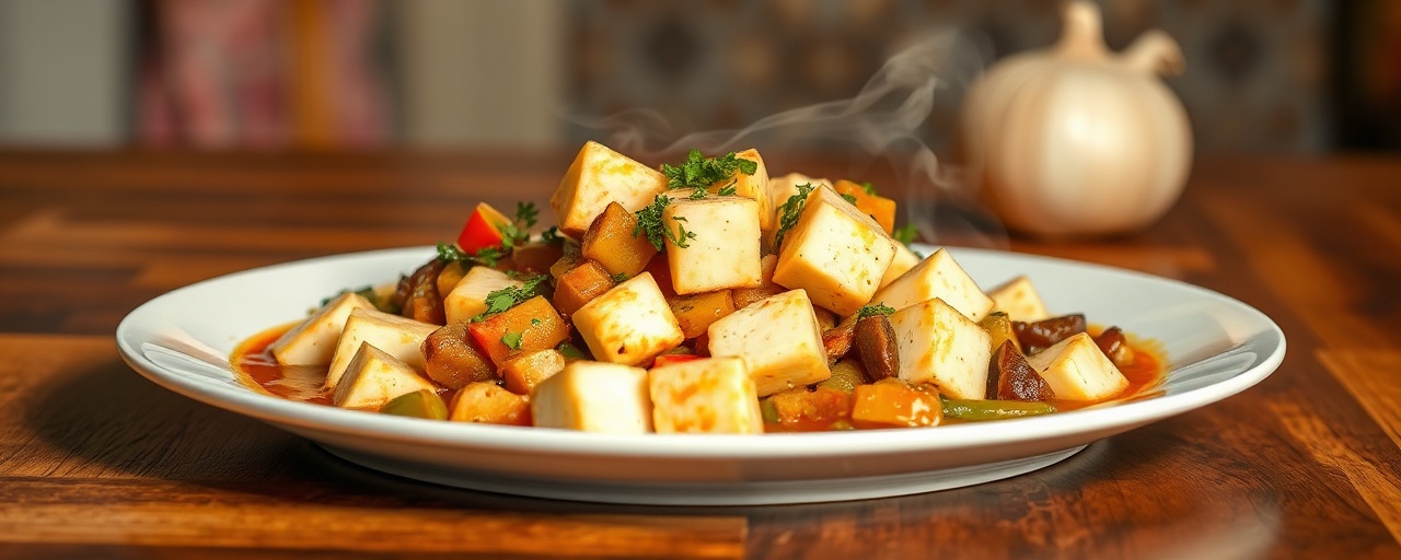 Uzbek Tofu Bukhara (Braised Tofu and Vegetable Stew)