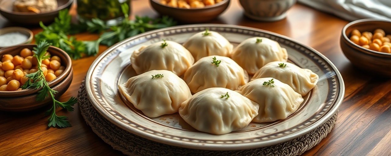Vareniki na Paru s Nutom (Steamed Chickpea & Herb Dumplings)