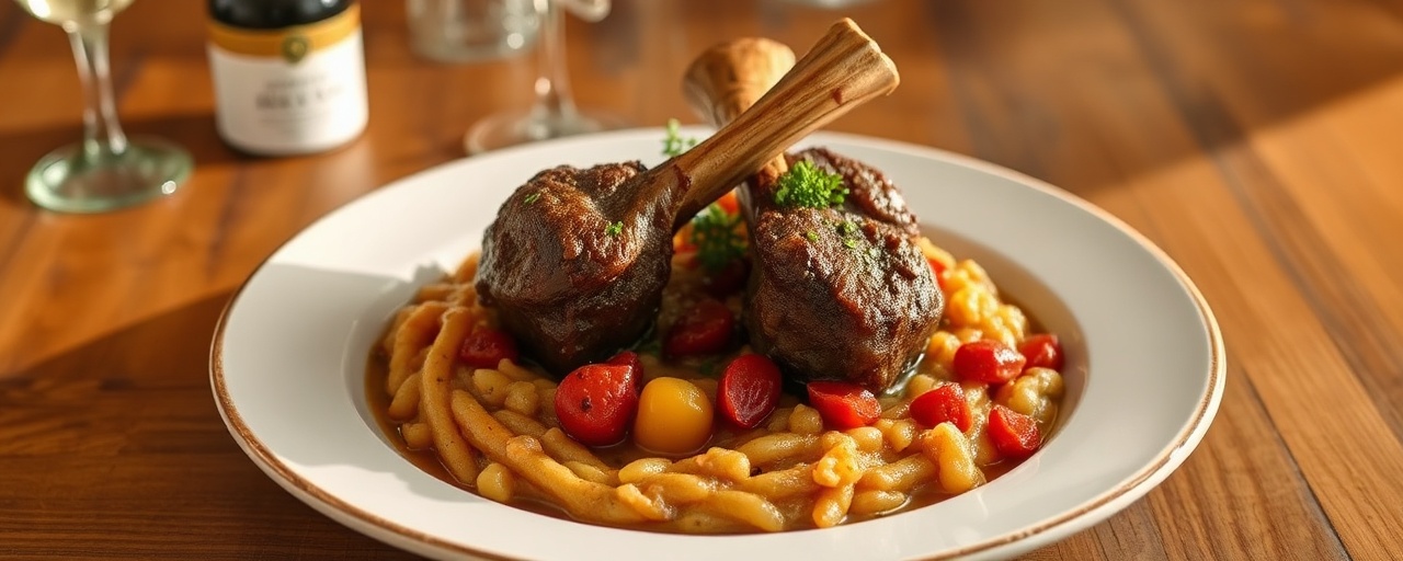 Whisky & Herb Braised Scottish Lamb Shanks with Root Vegetable Mash